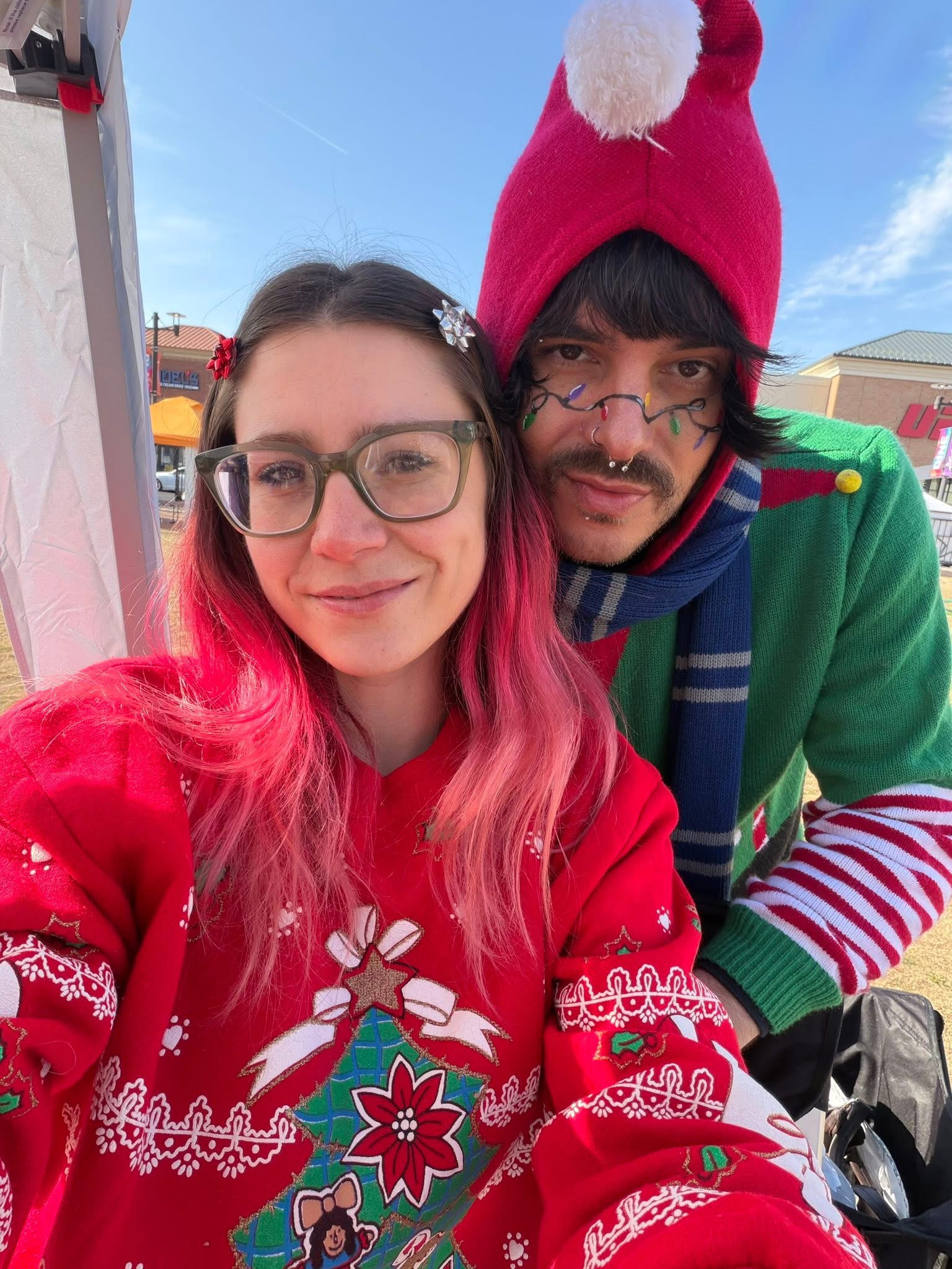Craig and Sadie together at a Christmas event in festive outfits